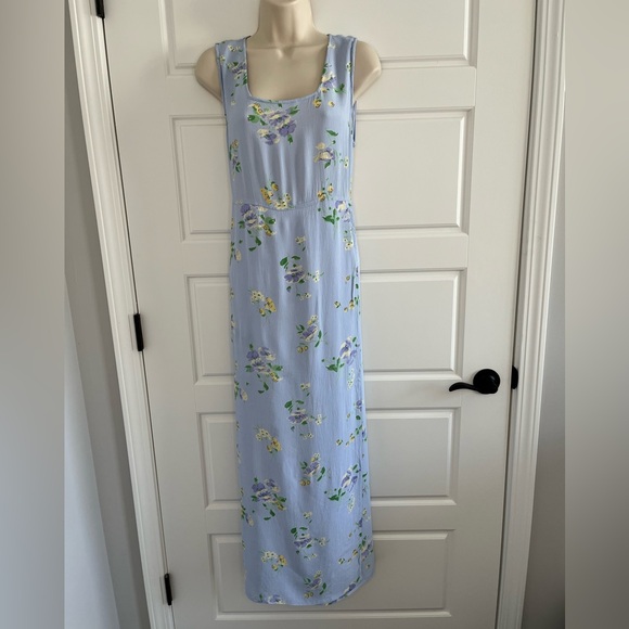 April Cornell Vintage 90’s Floral Dress Sleeveless Square Neckline Wrap MIDI L - Picture 1 of 15